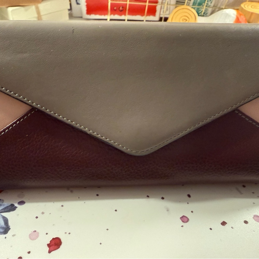 Chloe Two-Tone Envelope Wallet — Gray and Burgundy